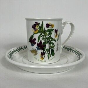 Portmeirion The Botanic Garden Coffee Mug Viola Tricolor Tea Cup and plate